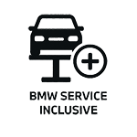 Icon für "BMW Service Inclusive": Ein Auto auf einer Hebebühne, daneben ein eingekreistes Pluszeichen